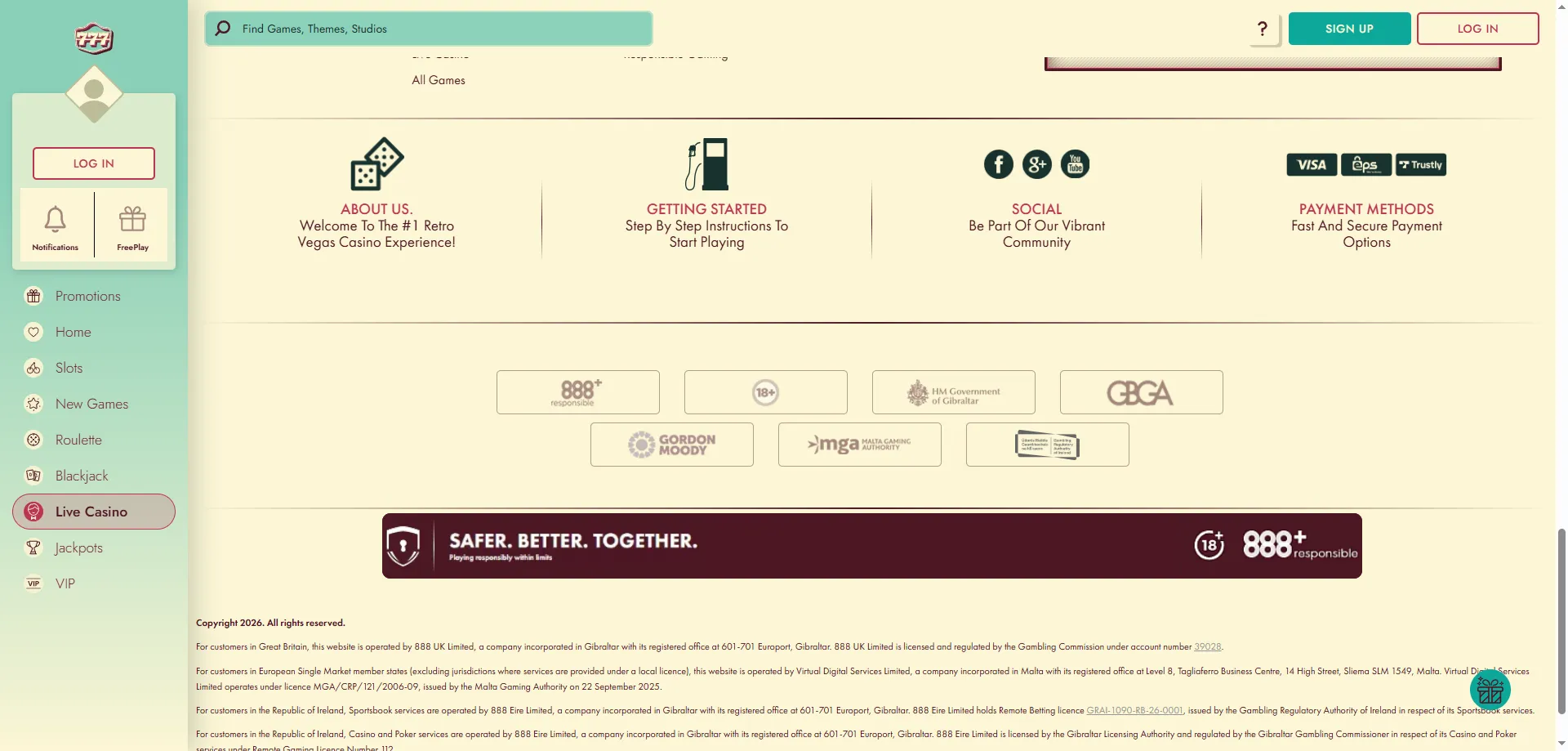 Deposit and withdrawal payment methods at 777 Casino — Visa Skrill PayPal